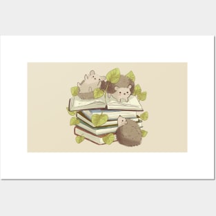 Books and hedgehog illustration Posters and Art